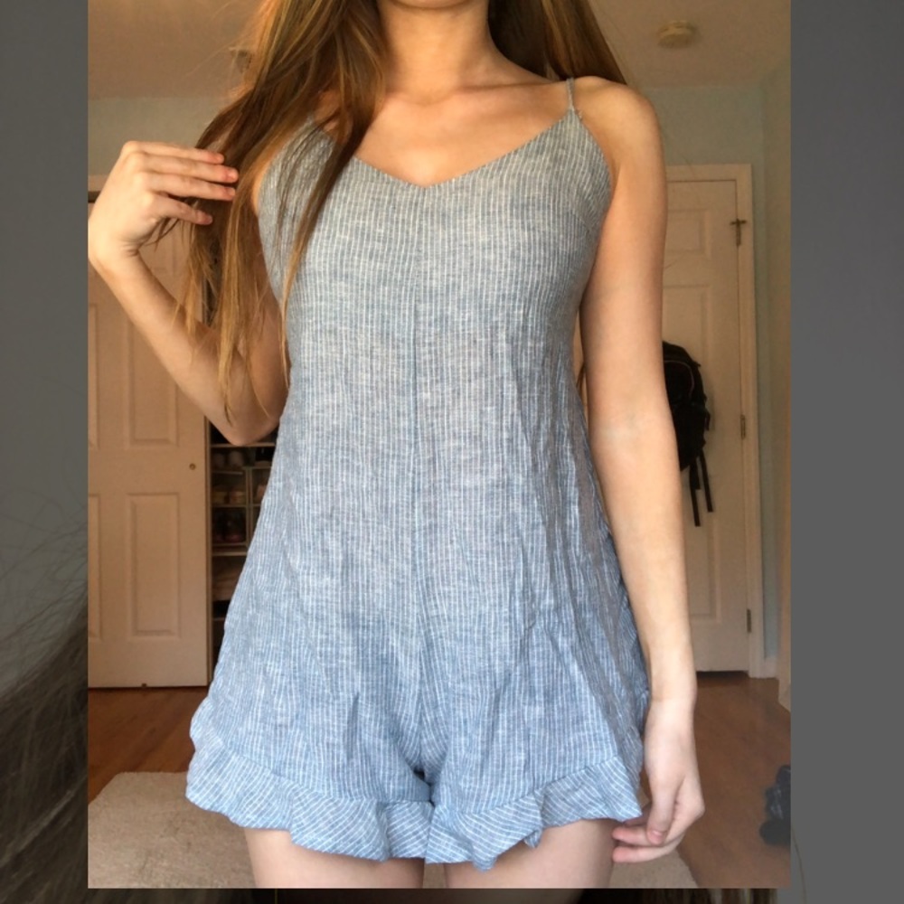 BLUE AND WHITE ROMPER